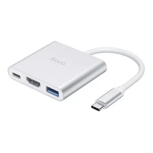 Adapter Hoco HB14 Easy use Type-C adapter(Type-C to USB3.0+HDMI+PD) [Silver]